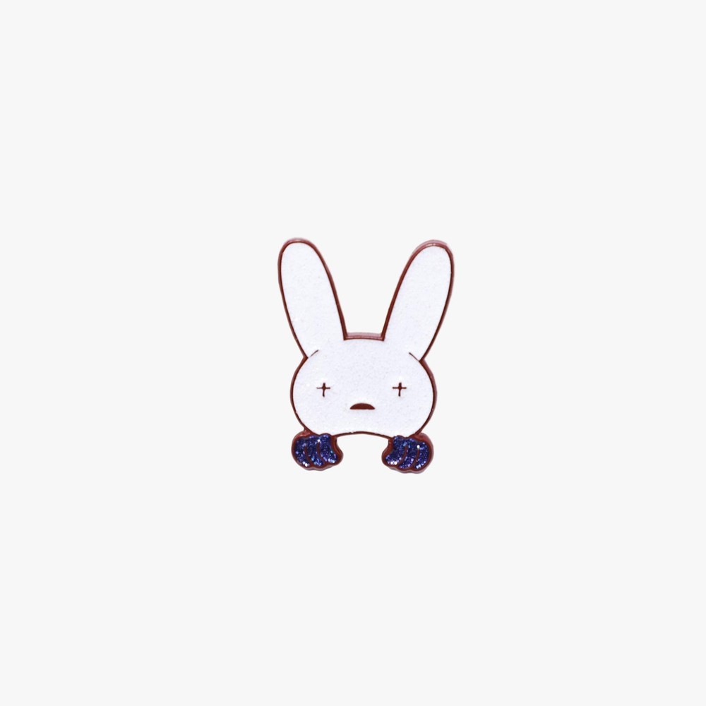 White Bunny Peeker Pin