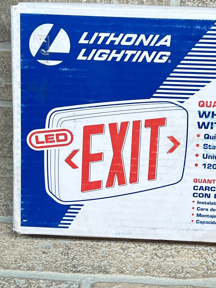 Lithonia Lighting Quantum Thermoplastic LED Emergency Exit Sign, Red Letters