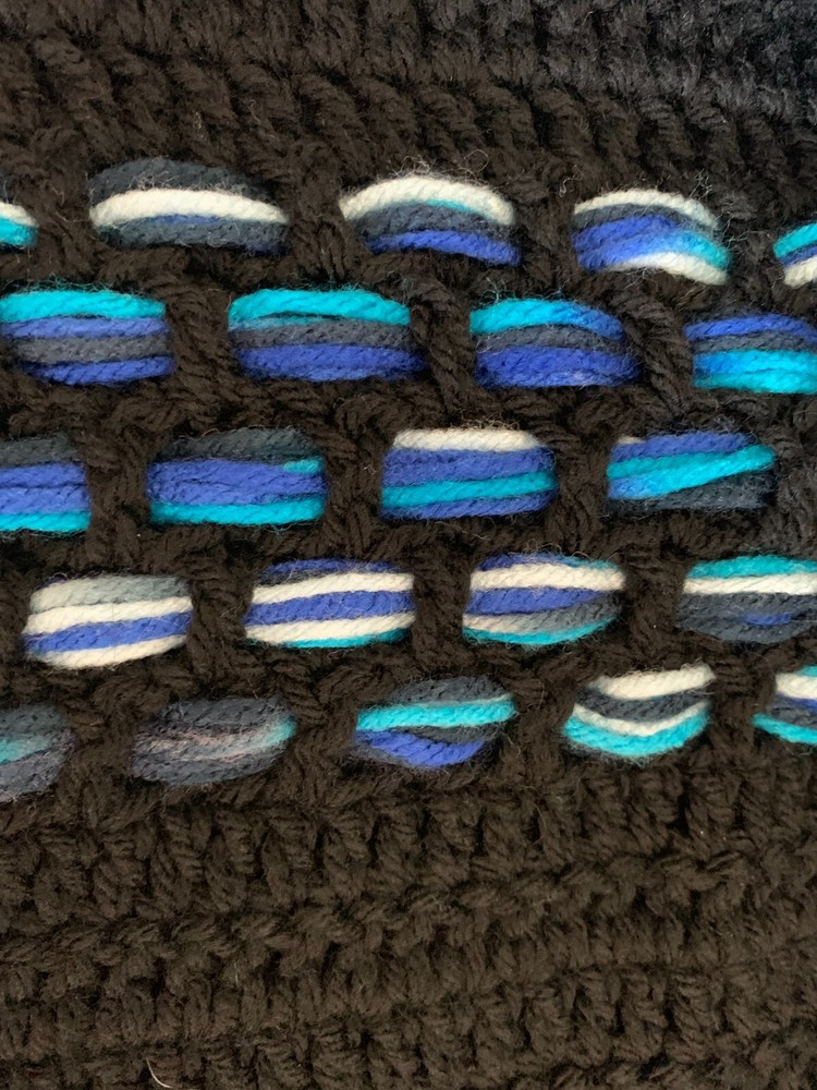 Handmade Home Crocheted Afghan - Weaved Stripes
