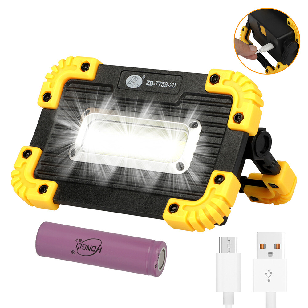 LED+COB Work Light USB Rechargeable Spotlight Floodlight Torch Camping Emergency