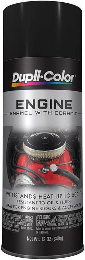 DE1634 Engine Enamel Spray Paint with Ceramic - Gm/Chrysler Low Gloss Black - 12