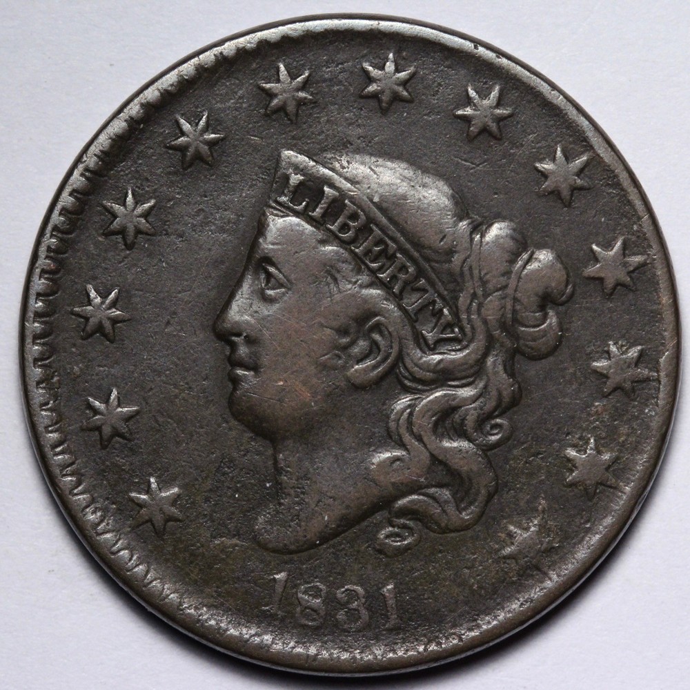 1831 Coronet Head Large Cent VF E139 YIME