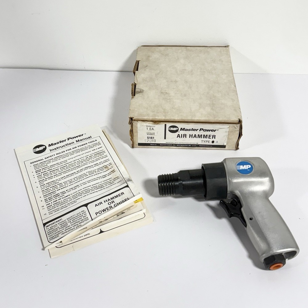 Master Power Air Hammer Chisel Pneumatic Tool W Black & Decker Spring & Box