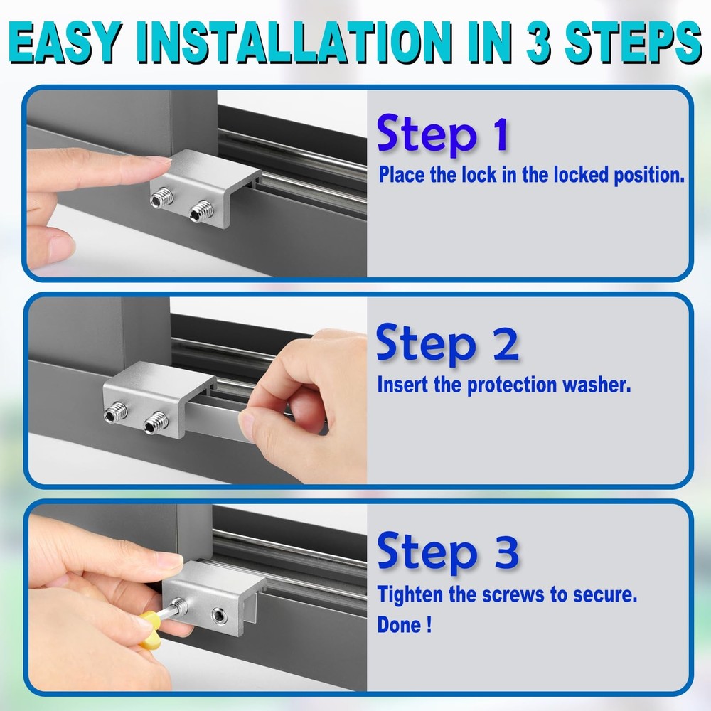 Sliding Window Locks 4 Sets, Security Window Locks with Keys, Adjustable Alum...
