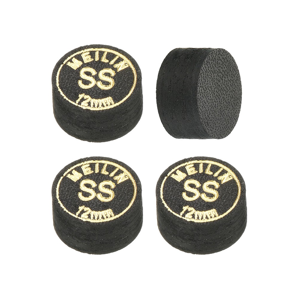 12mm Billiard Stick Tips, 4pcs Super Soft Multiple Layer, Black