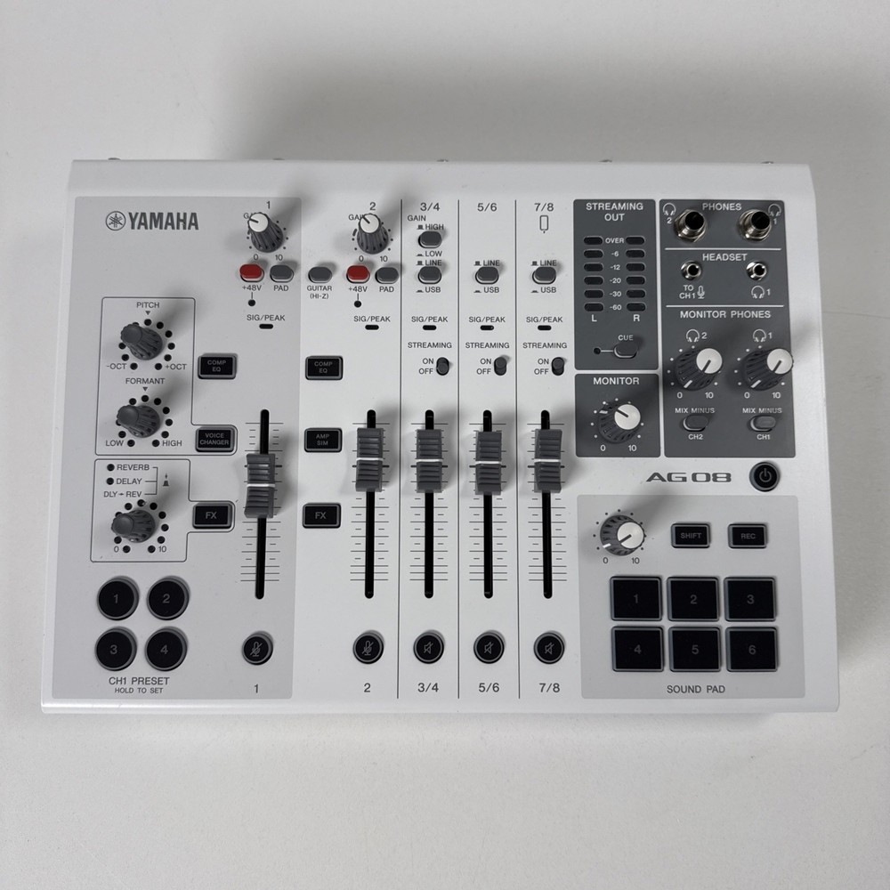 Yamaha AG08 Live Streaming Mixer USB Audio Interface w/ USB Cable – Tested
