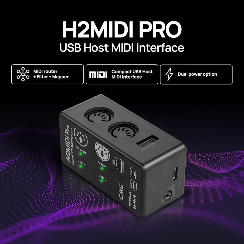 Standalone USB MIDI Host Interface USB C To 5 Pin DIN MIDI Hub Adapter Box
