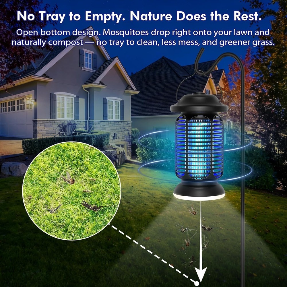 Outdoor Indoor Bug Zapper 18W Blue-Violet Light 1/2 Acre Coverage Cert