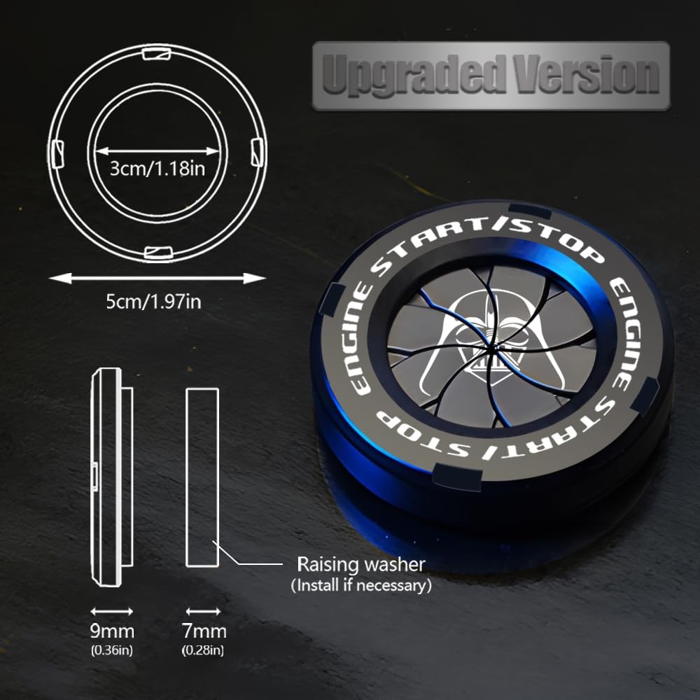 Rotary Push Start Button Cover, Darth Vader Car Accessories Engine Start Stop...