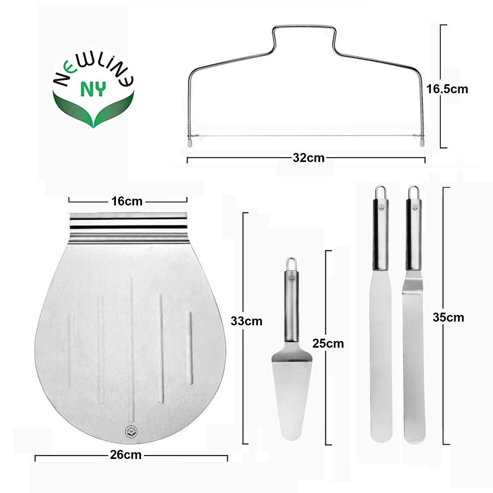 Stainless Steel Cake Customizing Decorating Serving 5pc set, Cake Server Lift...