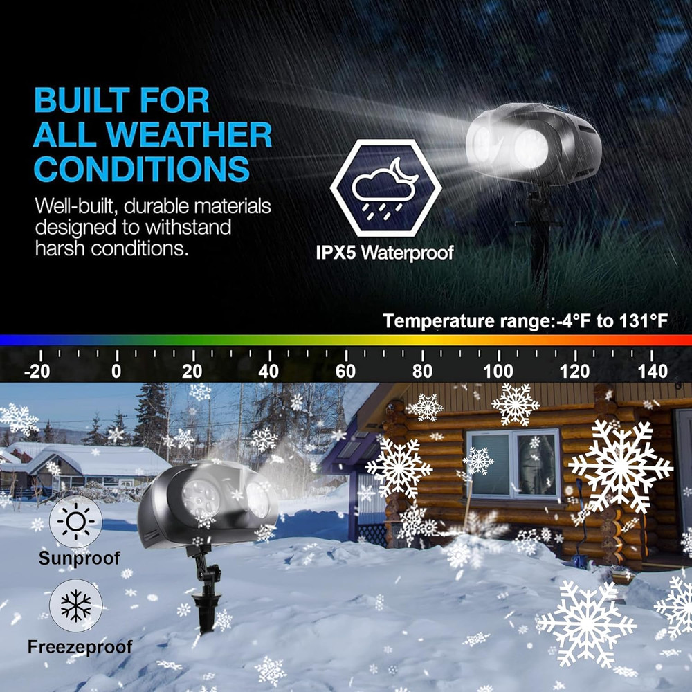Christmas Projector Lights Outdoor, Dynamic Snowflake Projector with Remote Cont