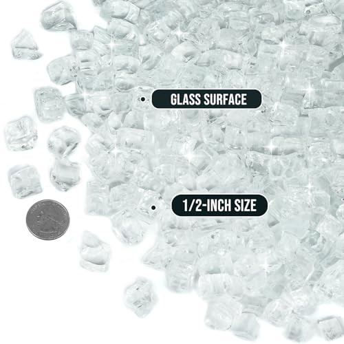 High Luster 10-Pound Regular Fire Glass for Fire Pit Fireplace 1/2" Platinum