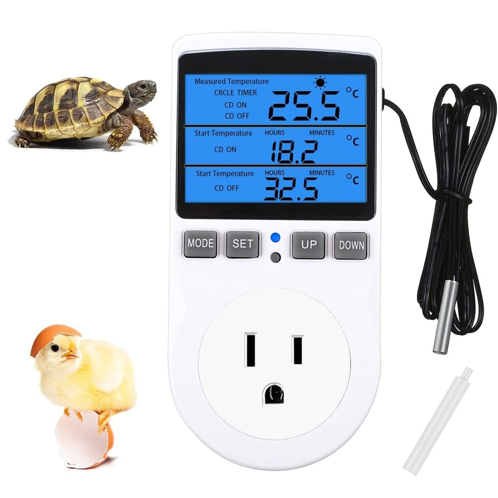 Backlit Digital Temperature Controller, LCD Screen Heating Cooling Thermostat...