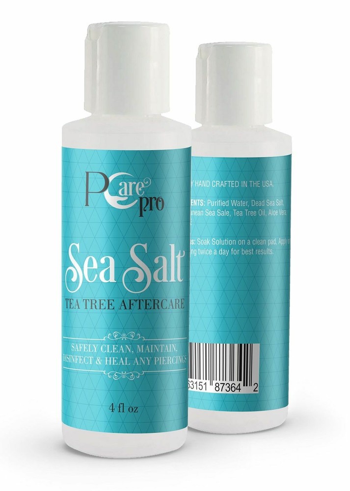 Pcare Pro Piercing Aftercare 4 oz Sea Salt Tea Tree Solution