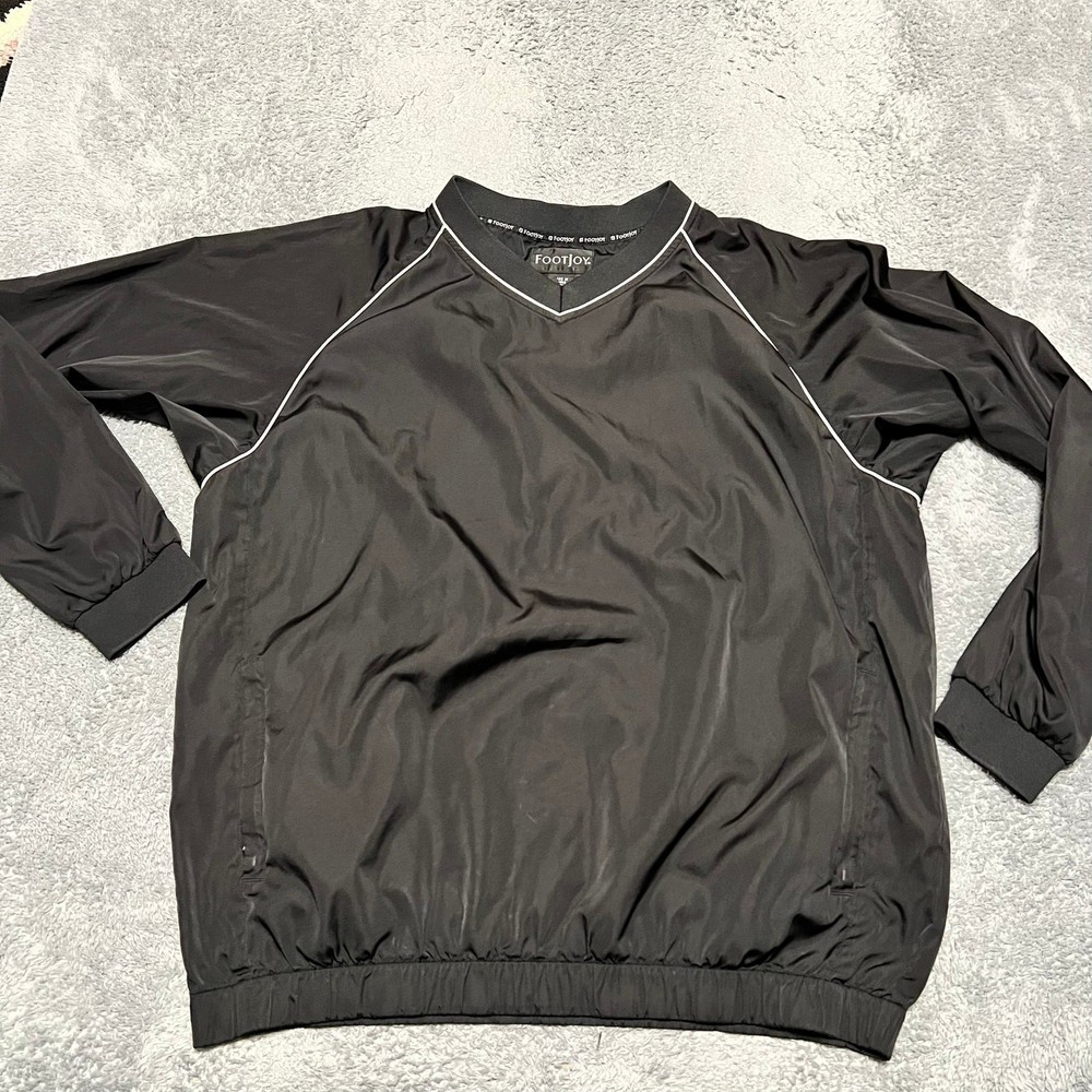 Footjoy Windbreaker Golf Jacket Mens XL Black White Pullover