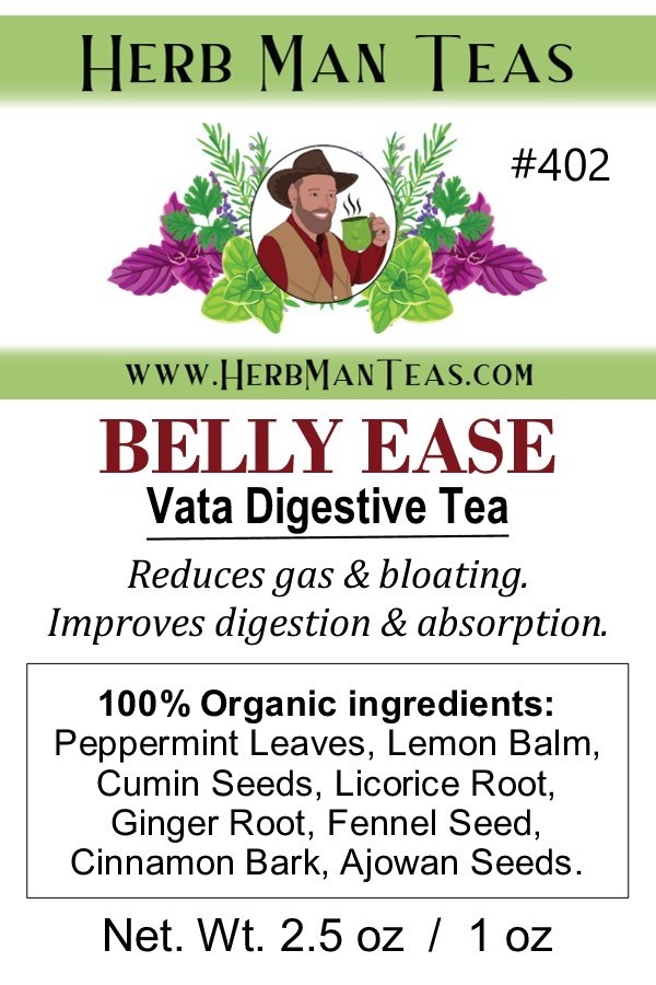 BELLY EASE - Digestive Tea for gas, bloating, weak digestion by Master Herbalist