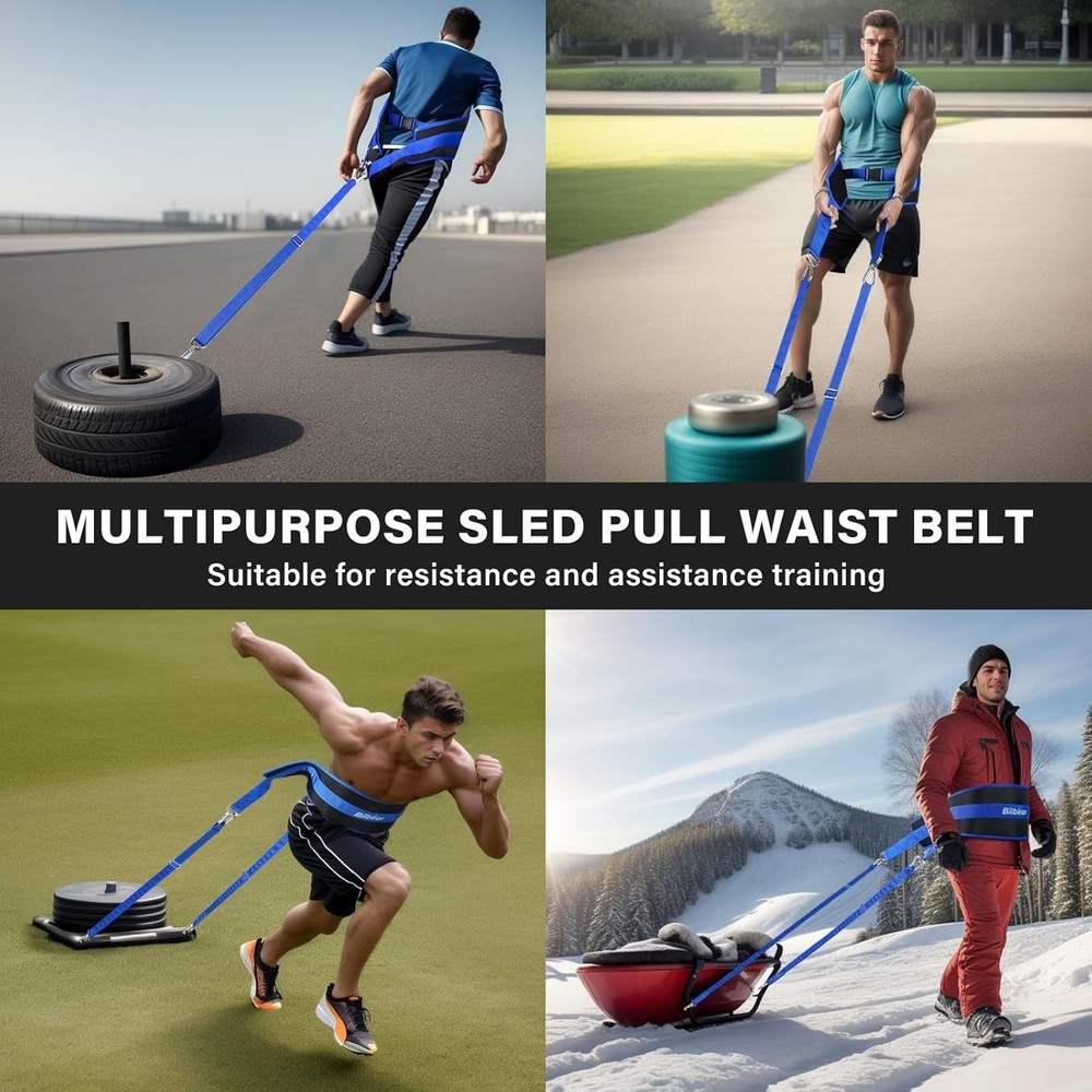 Sled Pulling Belt,Adjustable Sled Training Waist Belt, Belt for Pulling with 2 P