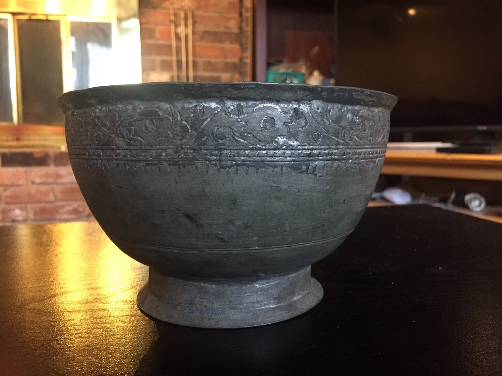 Antique Middle Eastern Tinned Copper Bowl