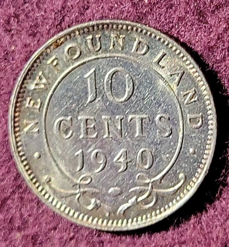1940 NEWFOUNDLAND CANADA 10 cent silver  - Solid AU  stk#k909