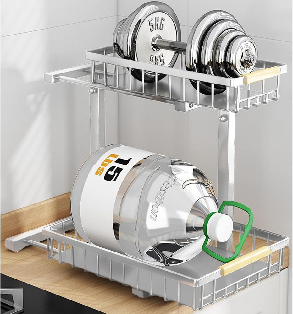 under Sink Organizers,5 Adjustable Height，Metal Pull Out under Sink Organizers a