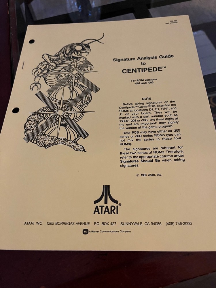 Centipede Arcade Game Manual