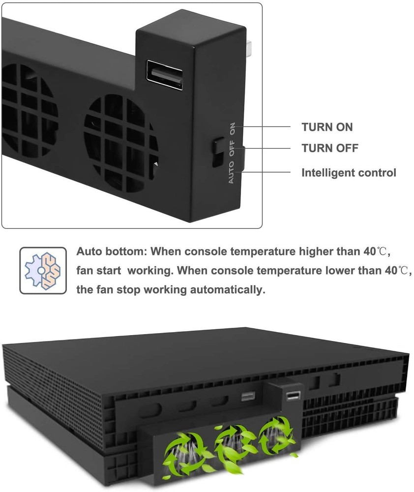 Efficient Xbox One X Cooling System with 3 Fans & USB Port - Essential Accessory