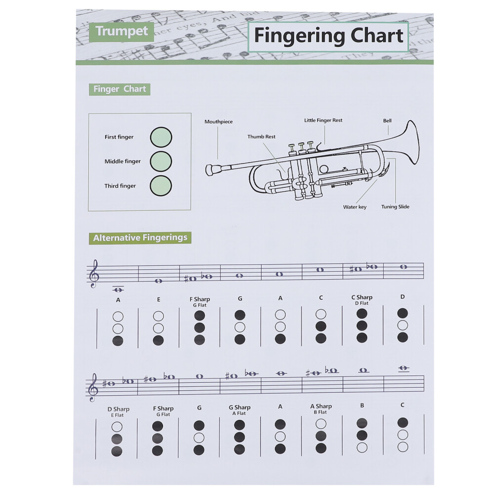 1Pc Trumpet Chord Practice Chart Beginners Chart Finger Guide (Assorted Color)