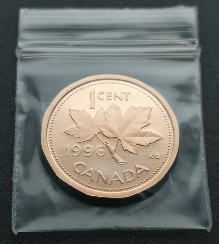 **  CANADA  ONE  CENT  1996 **  PROOF  ULTRA  HEAVY  CAMEO  ** NON  MAGNETIC **