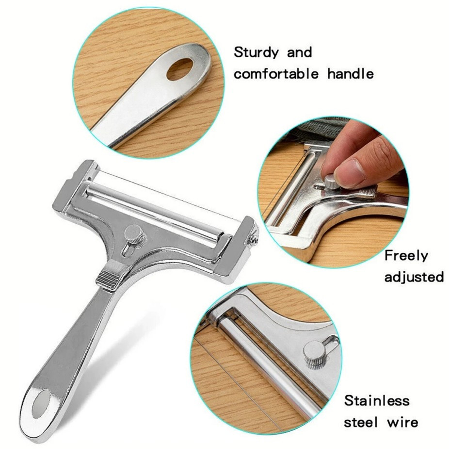 2 PACK Stainless Steel Cheese Slicer - Adjustable Thickness Grey for Kitchen#*/