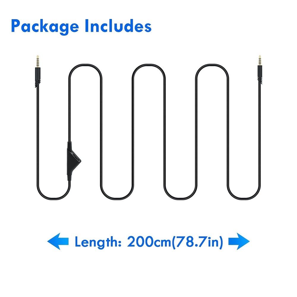 Mcbazel 2M 6.5 Feet Replacement Headset Cable with Volume 2 meters, Black