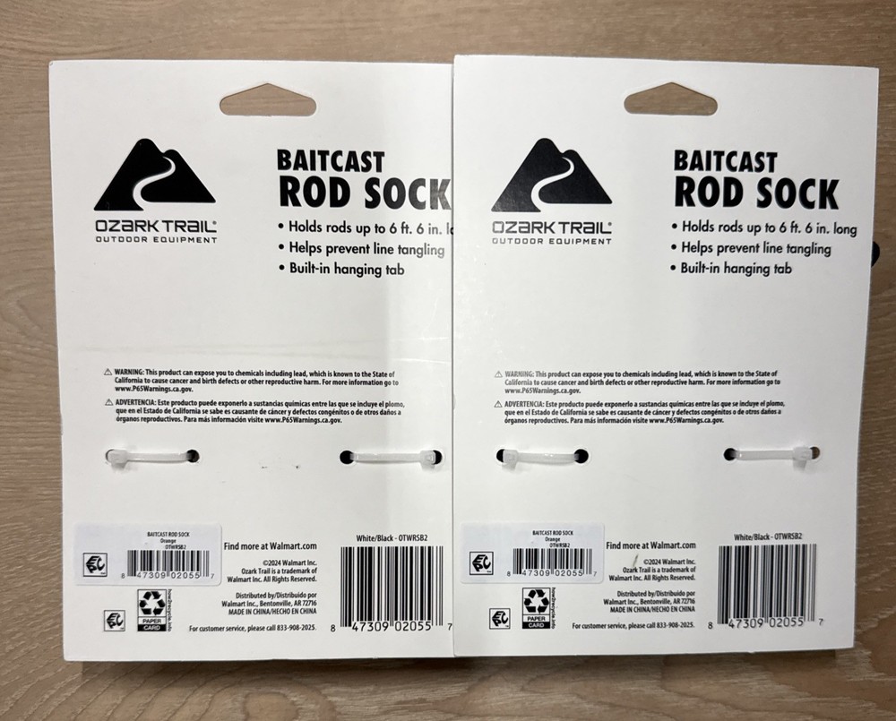 Ozark Trail Baitcast Rod Sock, 2 Pack