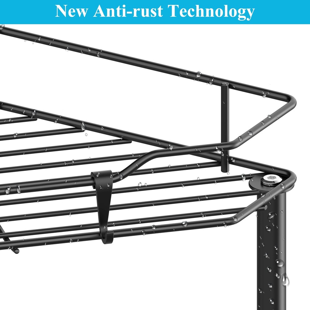 4 Tier Floor Standing Corner Shower Caddy Rack w/Hooks Bathroom Organizer Shelf