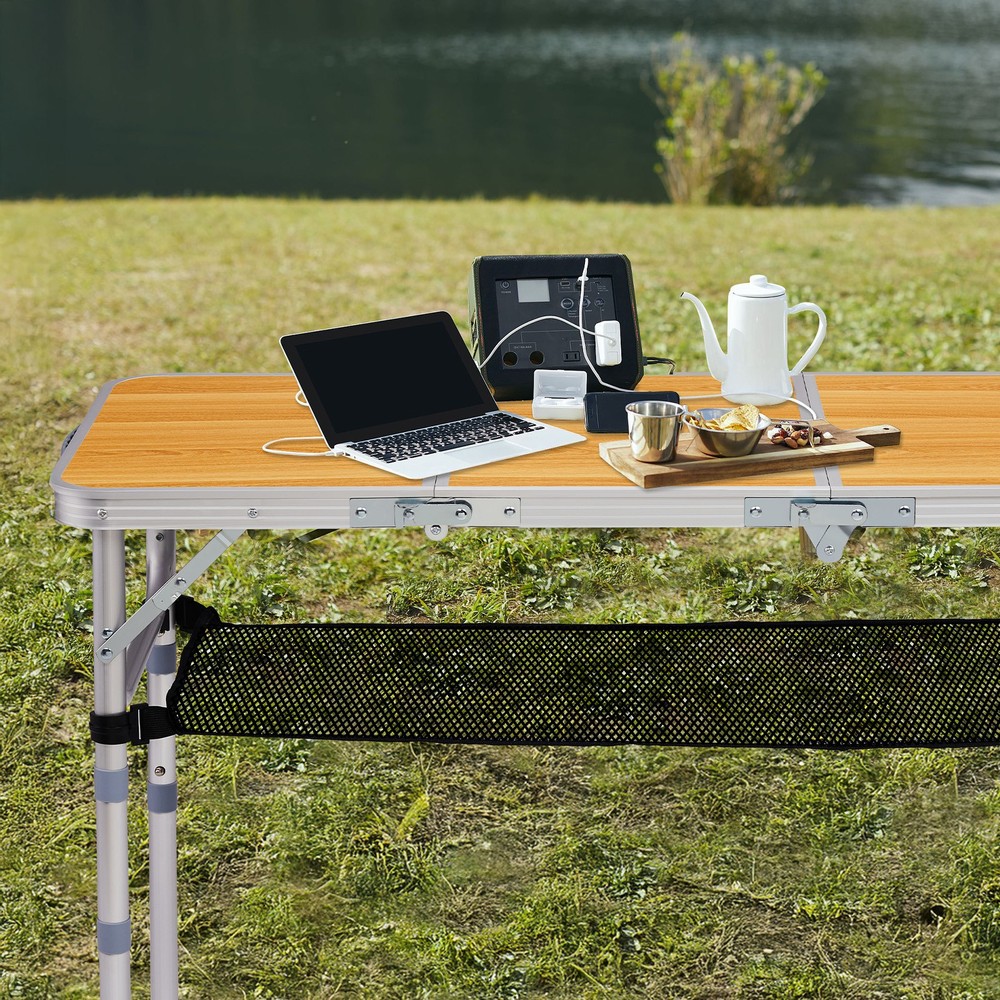 Small Aluminum Foldable Lightweight Patio Side Table with Carry Handle