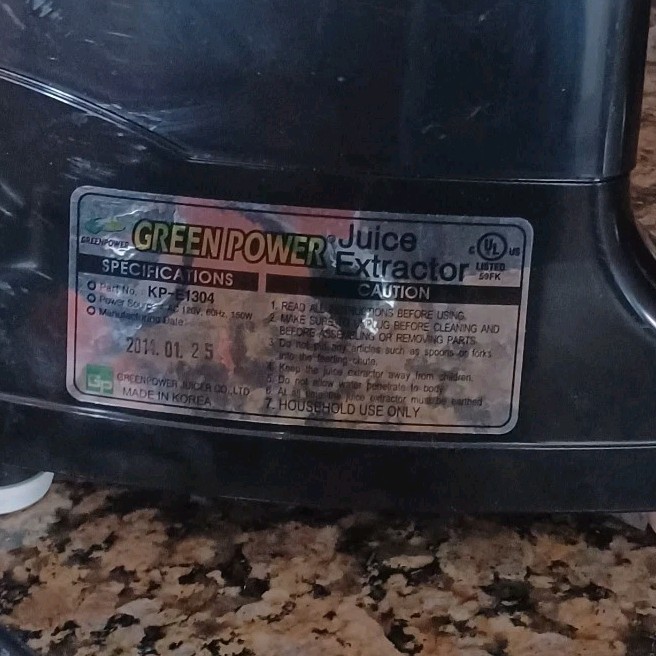 Green Power Juice Extractor Model GP-E1503 Black Motor Base Replacement Only