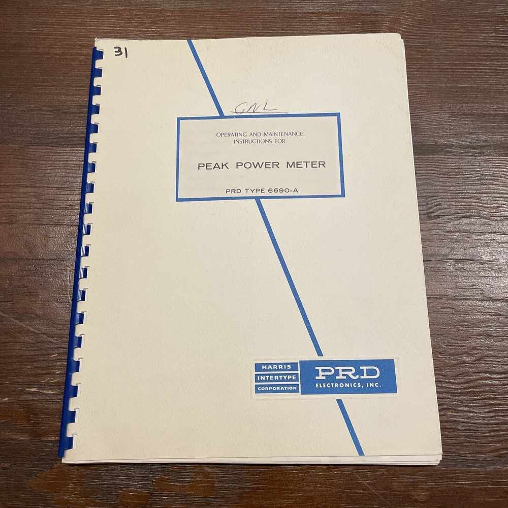 PRD Electronics Type 6690-A Peak Power Meter Operating Instructions 1972