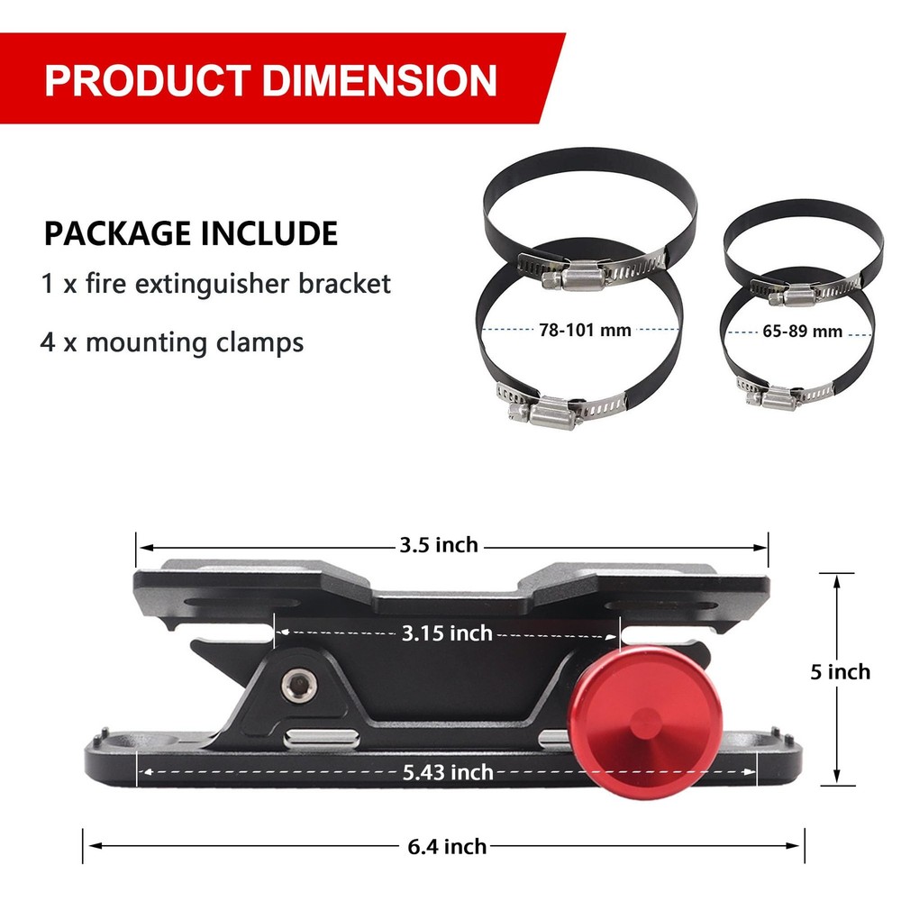 Quick Release Fire Extinguisher Mount - Aluminum Adjustable UTV Roll Bar Fire...