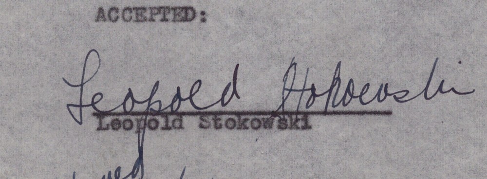 LEOPOLD STOKOWSKI - CONTRACT SIGNED 05/28/1941