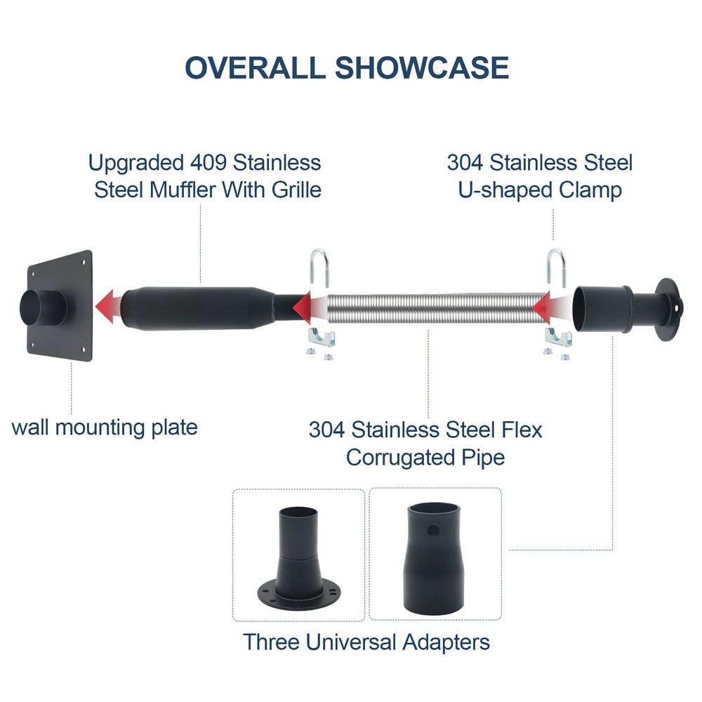 Generator Exhaust Extension Silencer Kit Universal, For ALL Portable Generators