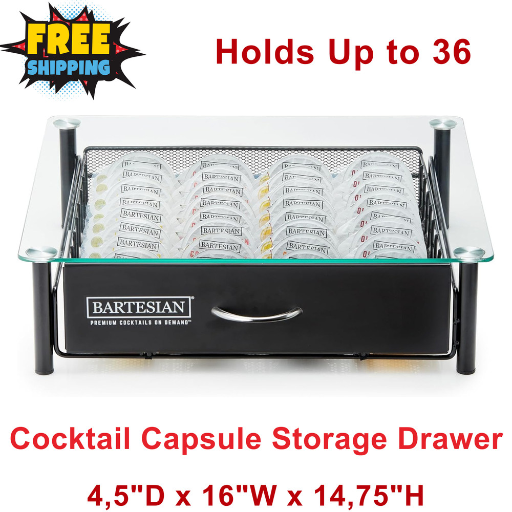 Cocktail Capsule Drawer (36 Capsules) | Stylish Bar Organizer | Bartesian Home