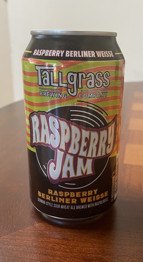 Tallgrass Brewing Raspberry Jam Berliner Weisse Empty Beer Can Bottom Opened 