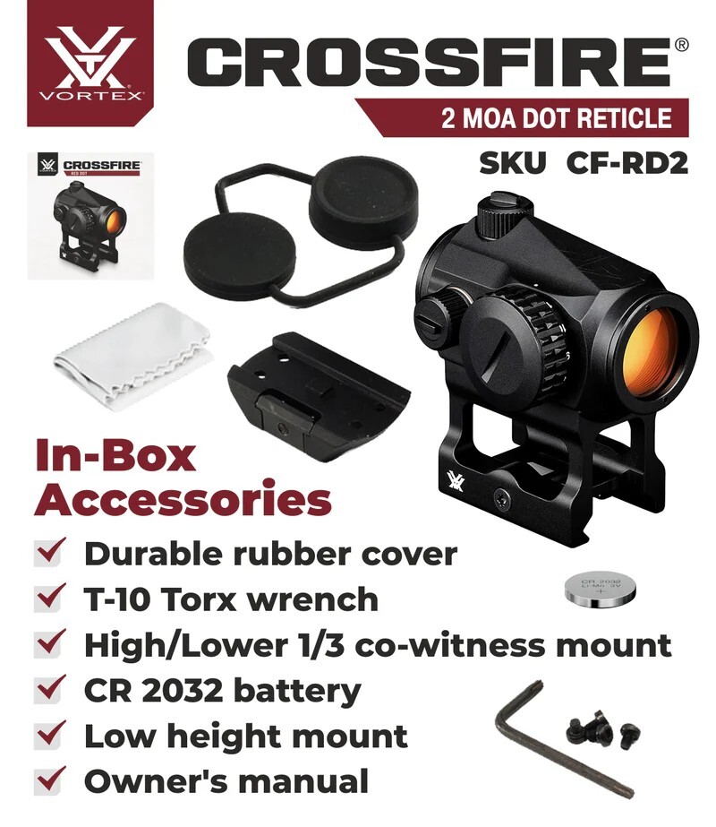Vortex Optics Crossfire Red Dot Sight CF-RD2 with Free Hat Camo Forest Bundle