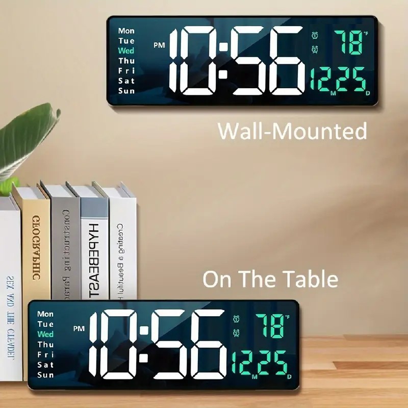 16" Large Digital Wall Mount LED Clock Count Down Timer Brightness Adjustment US