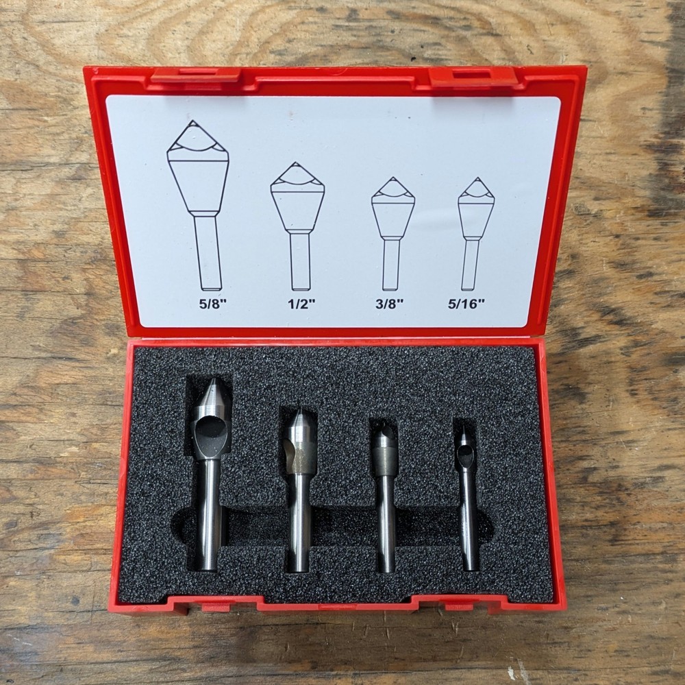 Cleveland C94588 Countersink/Deburring Tool Set, 4 Pieces 60 degrees Zero Flute
