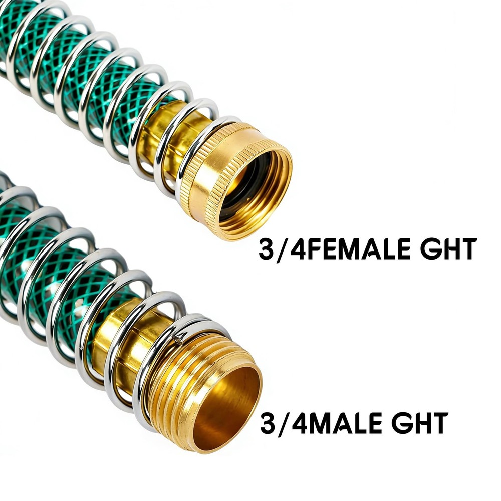 LIULO TOOL Garden Hose Protector, Brass Extension 2 Pack, Gold, Green