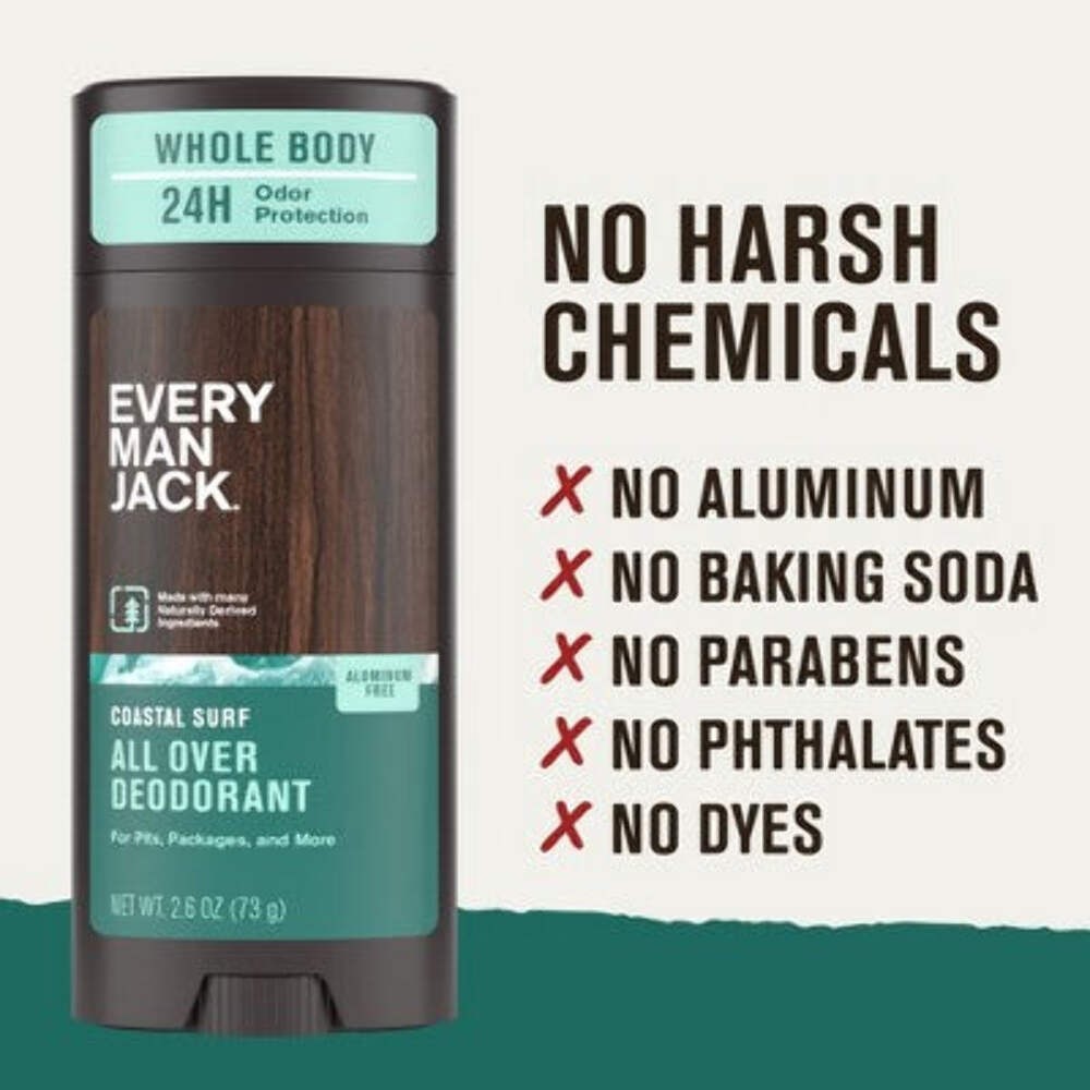 Every Man Jack All Over Solid Deodorant Coastal Surf 2.6oz - New
