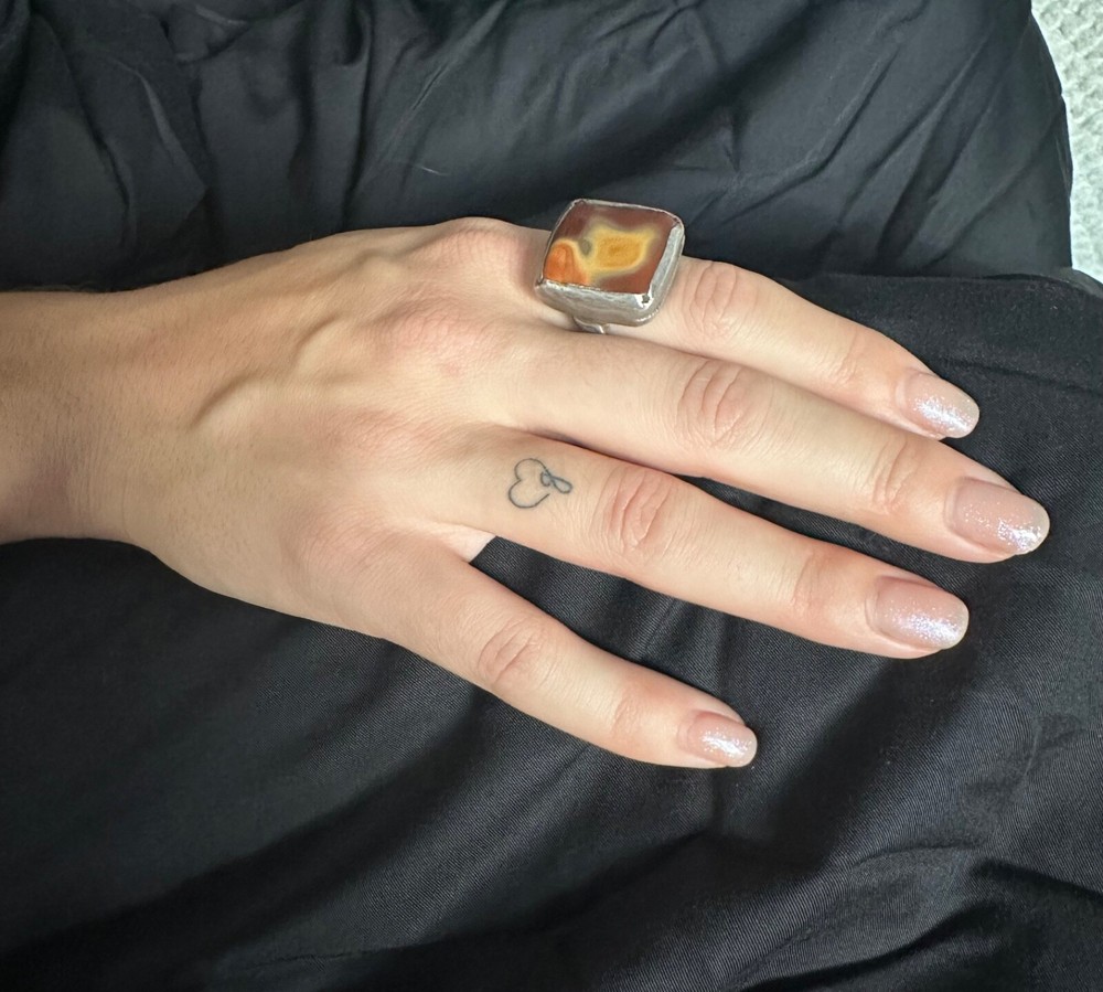 (B) Antique Silver Agate Ring Afghanistan Eye