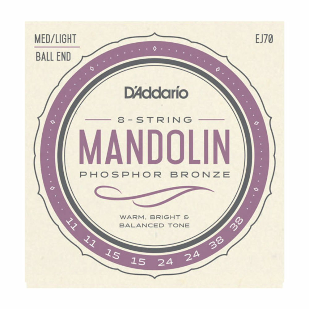D'Addario EJ70 Phosphor Bronze Mandolin Strings, Ball End,  Medium/Light, 11-38