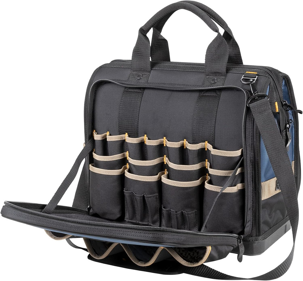 CLC Work Gear PB1543 17" Molded Base Multi-Compartment Technician'S Tool Bag,Bla