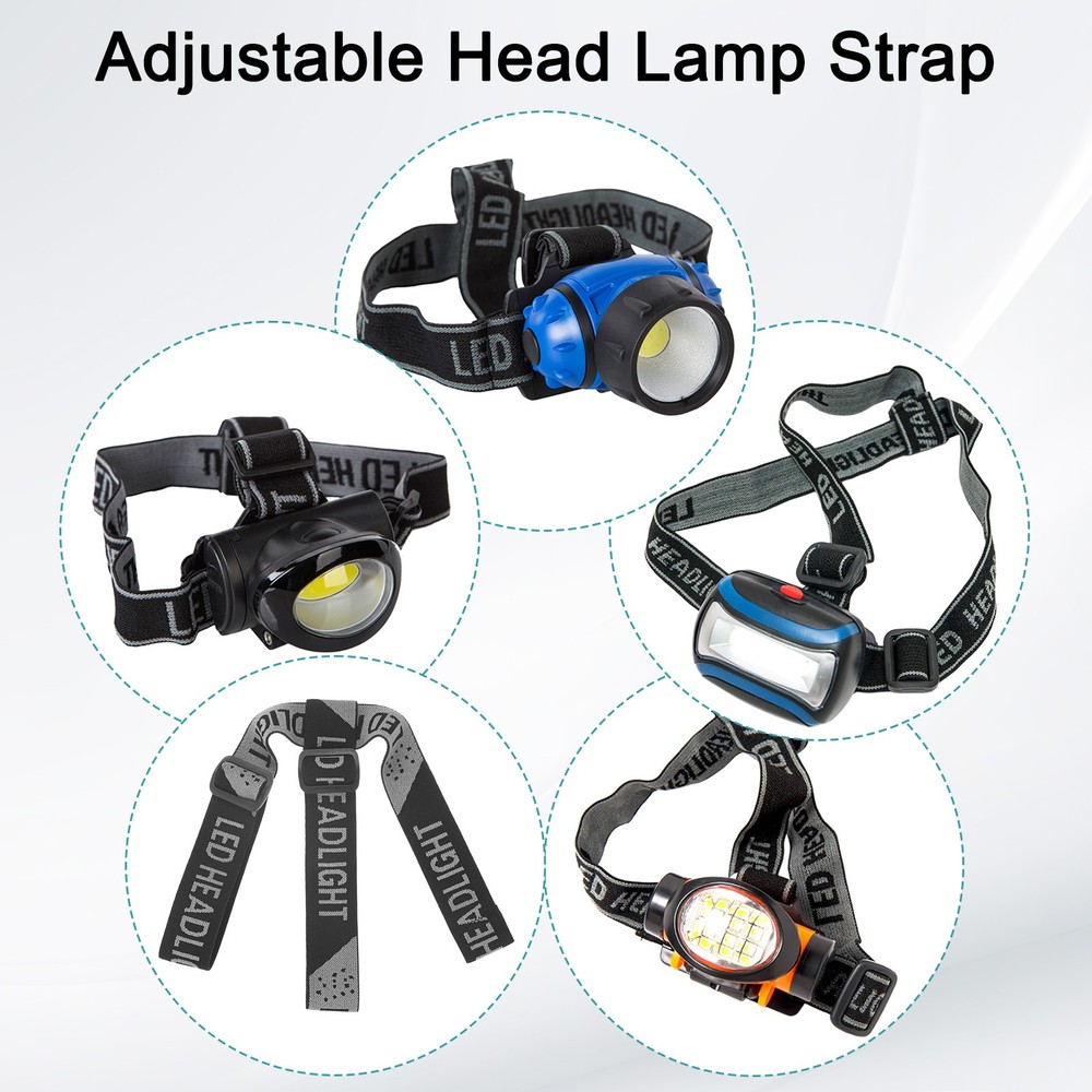 3-Pack Headlamp Strap Replacement Headband, Black Gray,Yellow Blue,Red Blue