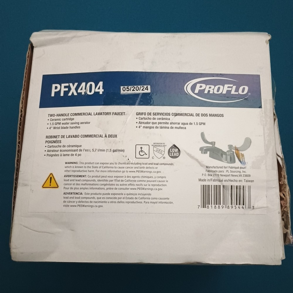 PROFLO PFX404 4" Centerset Two Handle Deck Mount Bathroom Sink - Chrome